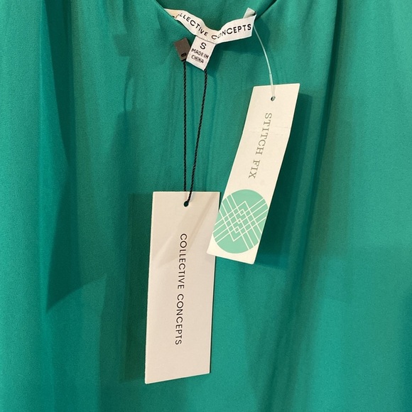 Collective Concepts NWT Size Small Crochet Straps Green Top - Picture 3 of 7
